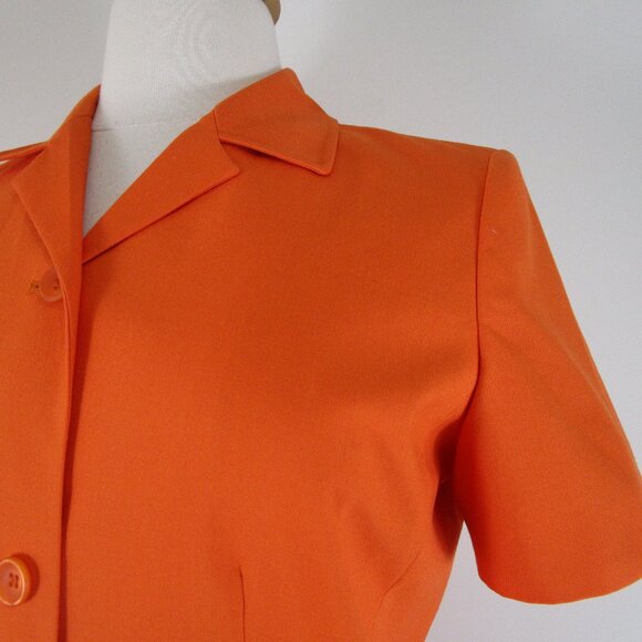 Le Suit Plus Size Solid Orange Short Sleeve Skirt Suit 14 Formal Business Career - Picture 4 of 10